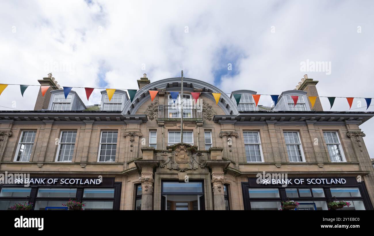 Lerwick, Schottland - 12. Juli 2024: Die Bank of Scotland ist ein Gebäude der Kategorie B im Vereinigten Königreich. Architekt John James Burnet, erbaut 190 Stockfoto