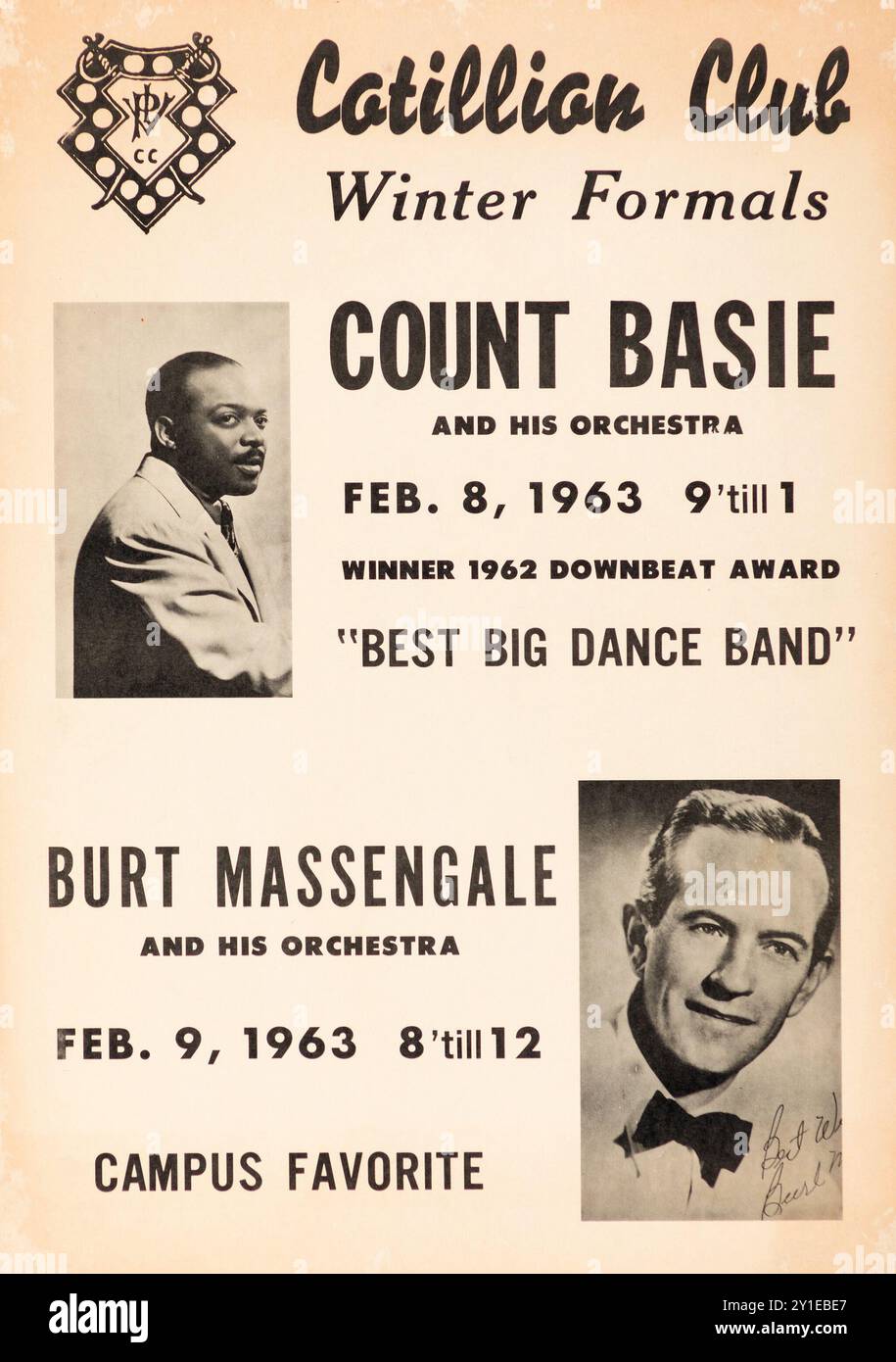 Graf Basie, Burt Massengale, 1963 Wichita, Kansas Concert Poster Stockfoto