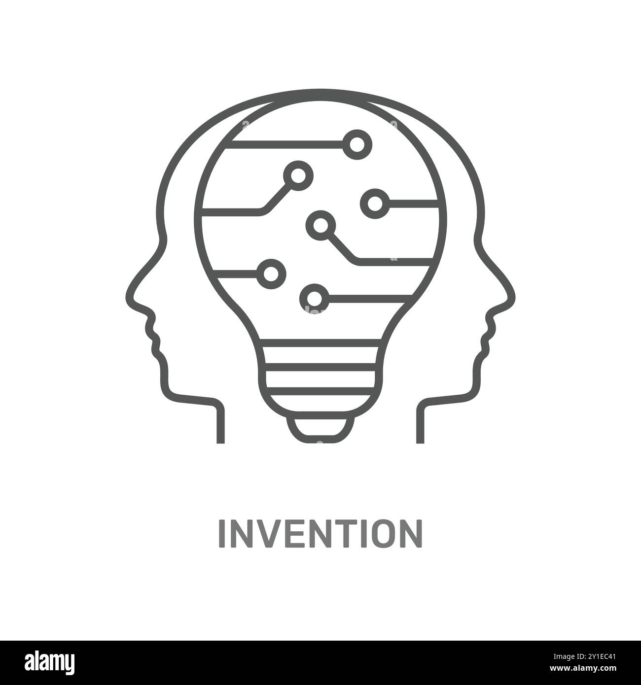 Dieses Bild steht für Innovation und zeigt eine Glühlampe in Kombination mit einem Zahnrad. Es symbolisiert die Integration von Kreativität, Technologie und Stock Vektor