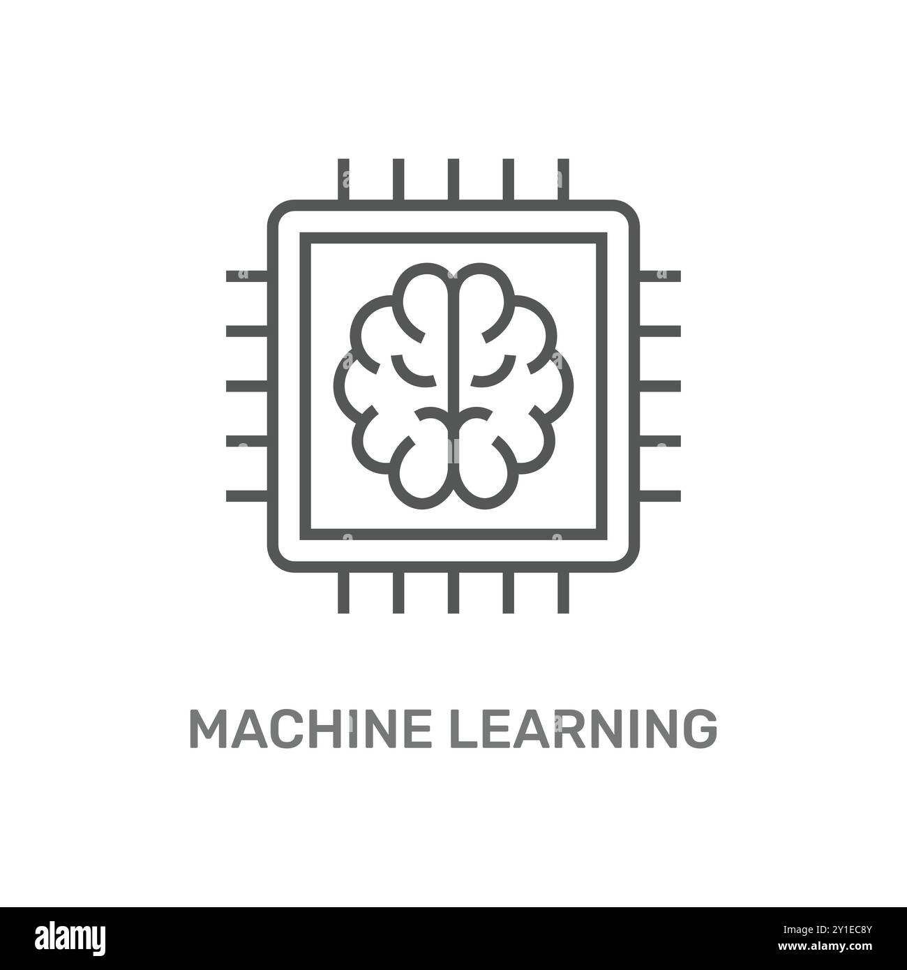 Das Gehirn ist mit einem Netzwerk verbunden und repräsentiert Konzepte für maschinelles Lernen und künstliche Intelligenz. Stock Vektor