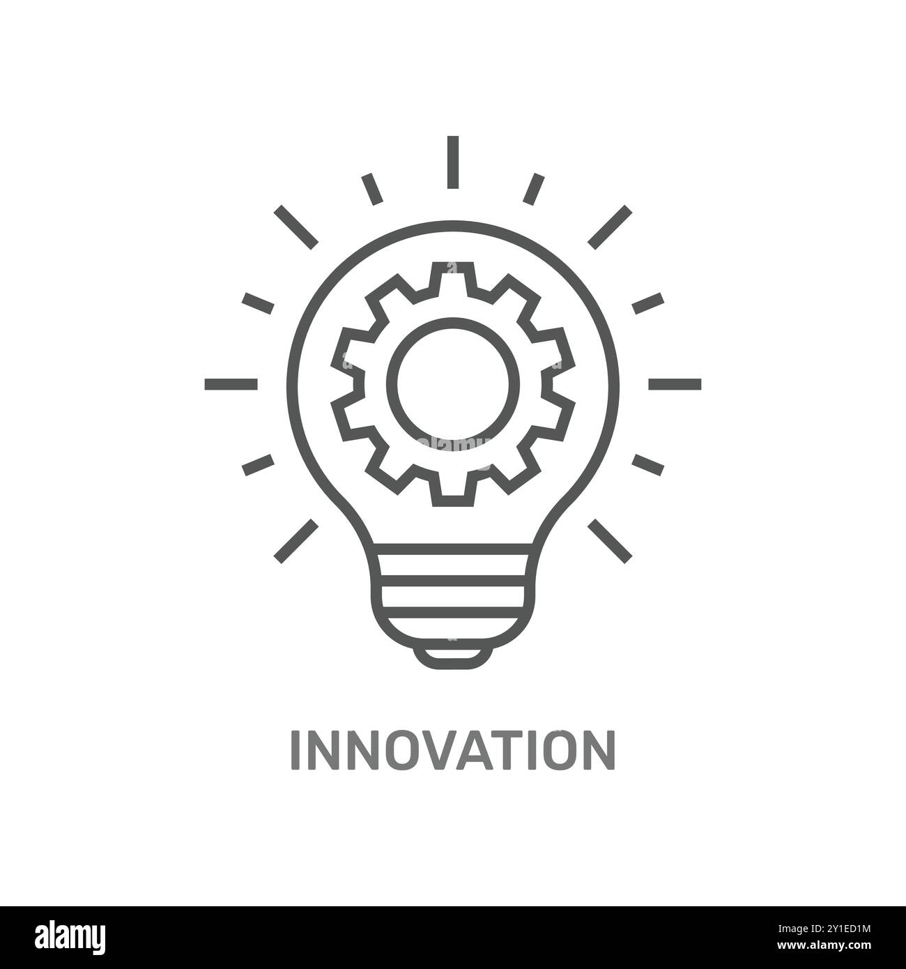 Ein Symbol für Innovation. Eine Glühlampe kombiniert mit einem Getriebe, das die Fusion von Ideen und Technologie darstellt. Stock Vektor