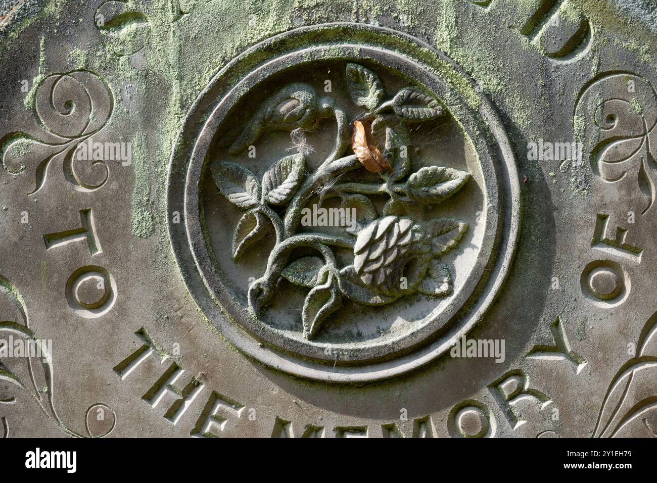Altes Grabstein Detail Stratford-upon-Avon, Großbritannien Stockfoto