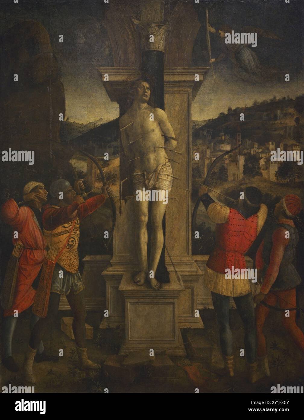 Vincenzo Foppa (1430-1516). Italienischer Maler. Martyrium St. Sebastian, 1490-1500. Öl auf Holzplatte auf Leinwand übertragen. Pinacoteca Castello Sforzesco, Mailand, Italien. (Leihgabe von Civico Templo di San Sebastiano, Mailand). Stockfoto