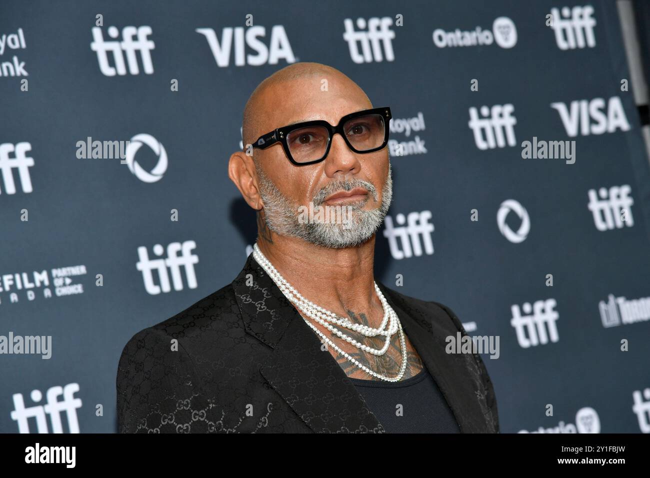Dave Bautista attends the premiere of "The Last Showgirl" during the Toronto International Film Festival on Friday, Sept. 6, 2024, at Princess of Wales Theatre in Toronto. (Photo by Evan Agostini/Invision/AP) Stockfoto