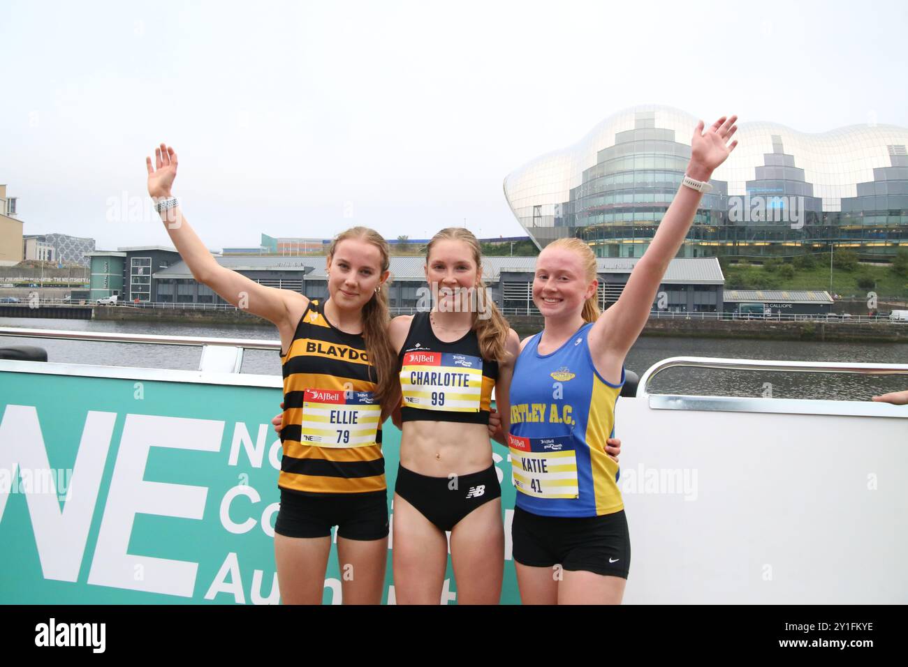 Der Great North Run 5k findet am Freitag auf Newcastle und Gateshead statt, an dem Bürgermeister Kim McGuinness teilnahm. Newcastle Upon Tyne, Großbritannien, 6. September 2024, Credit: DEW/Alamy Live News Stockfoto