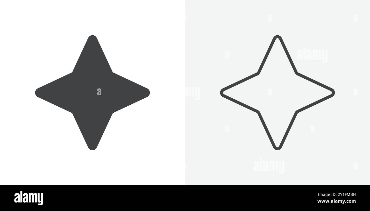 Flare Icon Flat Outline Kollektion auf schwarzem und weißem Hintergrund Stock Vektor