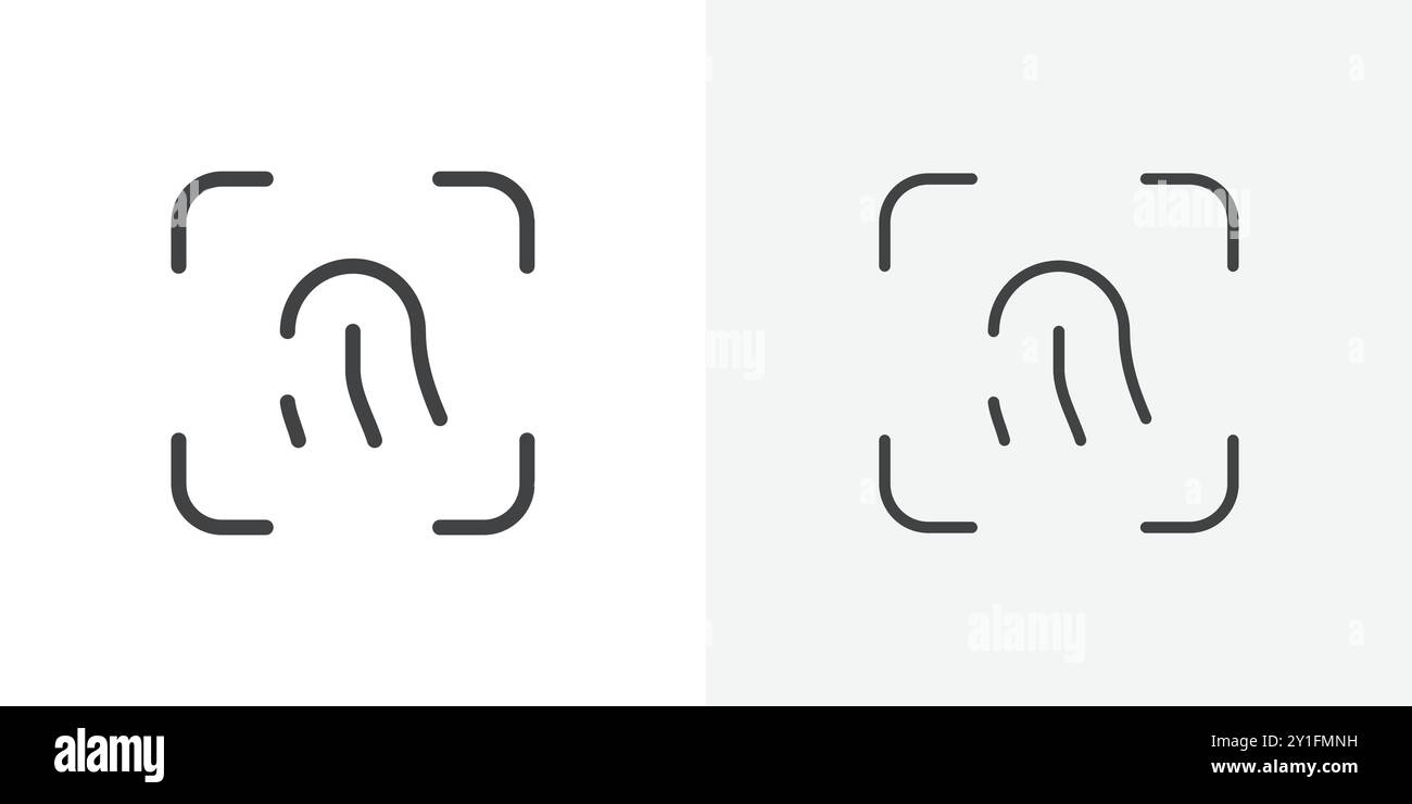 Fingerabdruck Icon Flat Outline Collection auf schwarzem und weißem Hintergrund Stock Vektor