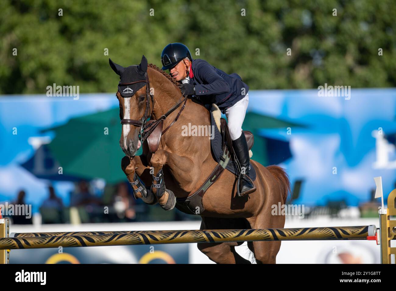 Calgary, Alberta, Kanada, 6. September 2024. Olivier Robert (FRA) Riding Fallowey Lyade, The Masters Showjumping, - Ourmaline Oil Cup - Credit: Peter Llewellyn/Alamy Live News Stockfoto