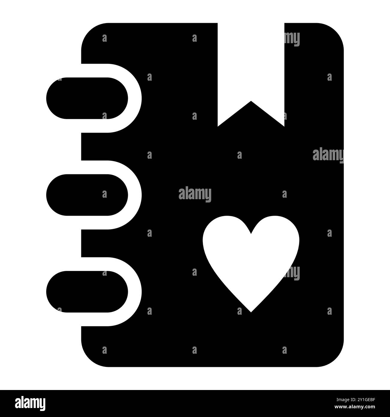 Lesezeichen-Symbol. Einfache trendige flache Linie und solide isolierte Vektorillustration auf weißem Hintergrund. Symbol „Buch mit Lesezeichen“. Linie, Glyphe Stock Vektor