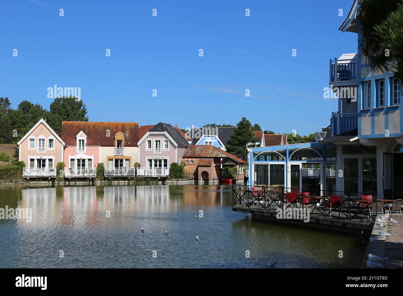 Restaurant L'Onagre, Place Centrale, Belle Dune, Promenade du Marquenterre, Fort Mahon Plage, Côte Picarde, Somme, Hauts de France, Frankreich, Europa Stockfoto