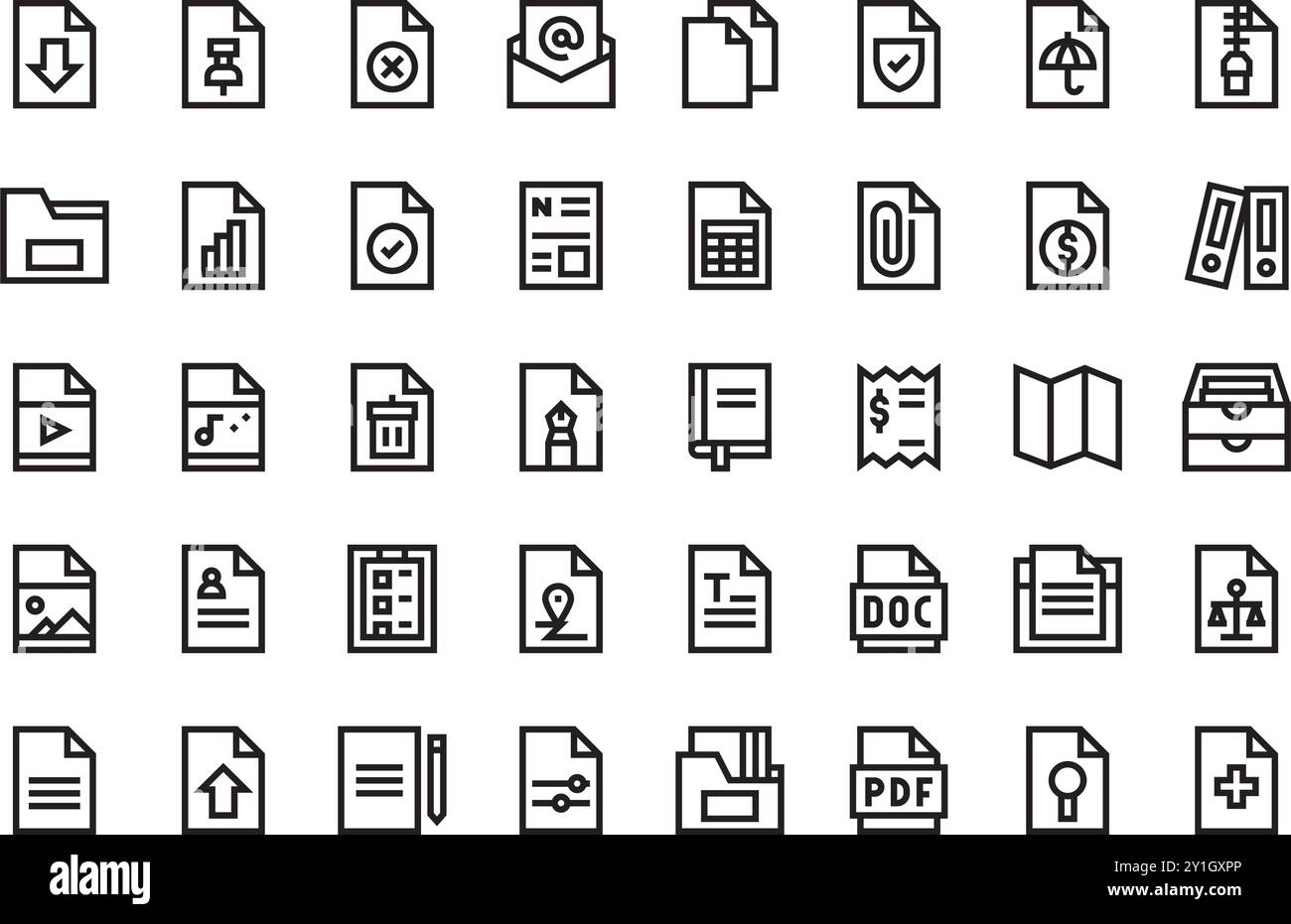Datei- und Dokumentsymbole hochwertige Sammlung von Vektorsymbolen mit bearbeitbarer Kontur. Ideal für professionelle und kreative Projekte. Stock Vektor