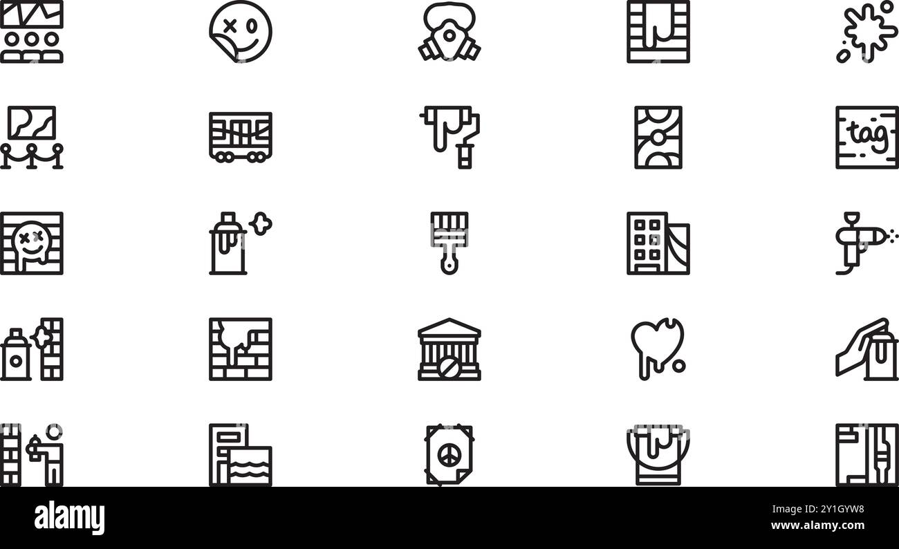 Urbane Kunst-Ikonen hochwertige Vektor-Icons-Kollektion mit editierbarer Kontur. Ideal für professionelle und kreative Projekte. Stock Vektor