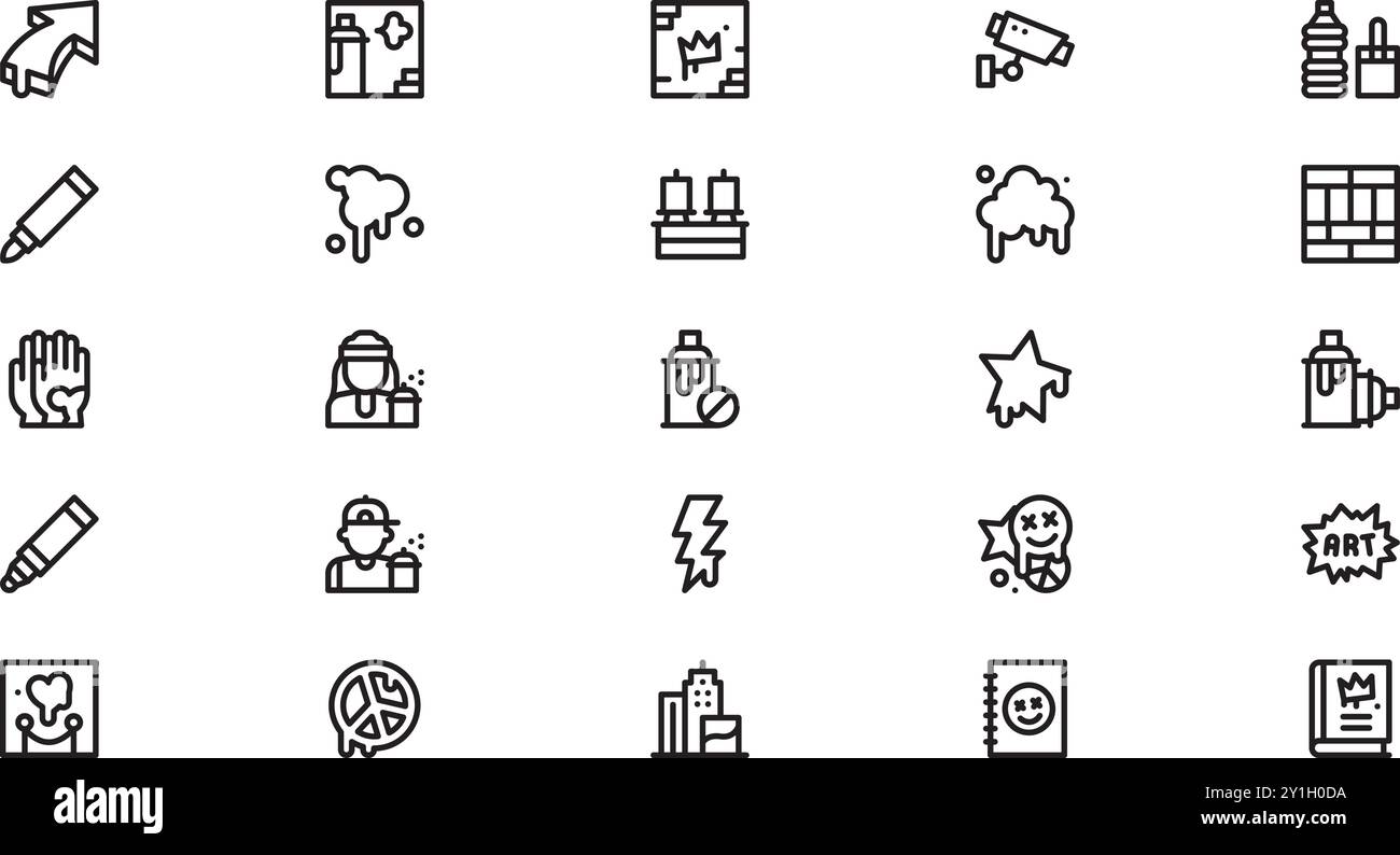 Urbane Kunst-Ikonen hochwertige Vektor-Icons-Kollektion mit editierbarer Kontur. Ideal für professionelle und kreative Projekte. Stock Vektor