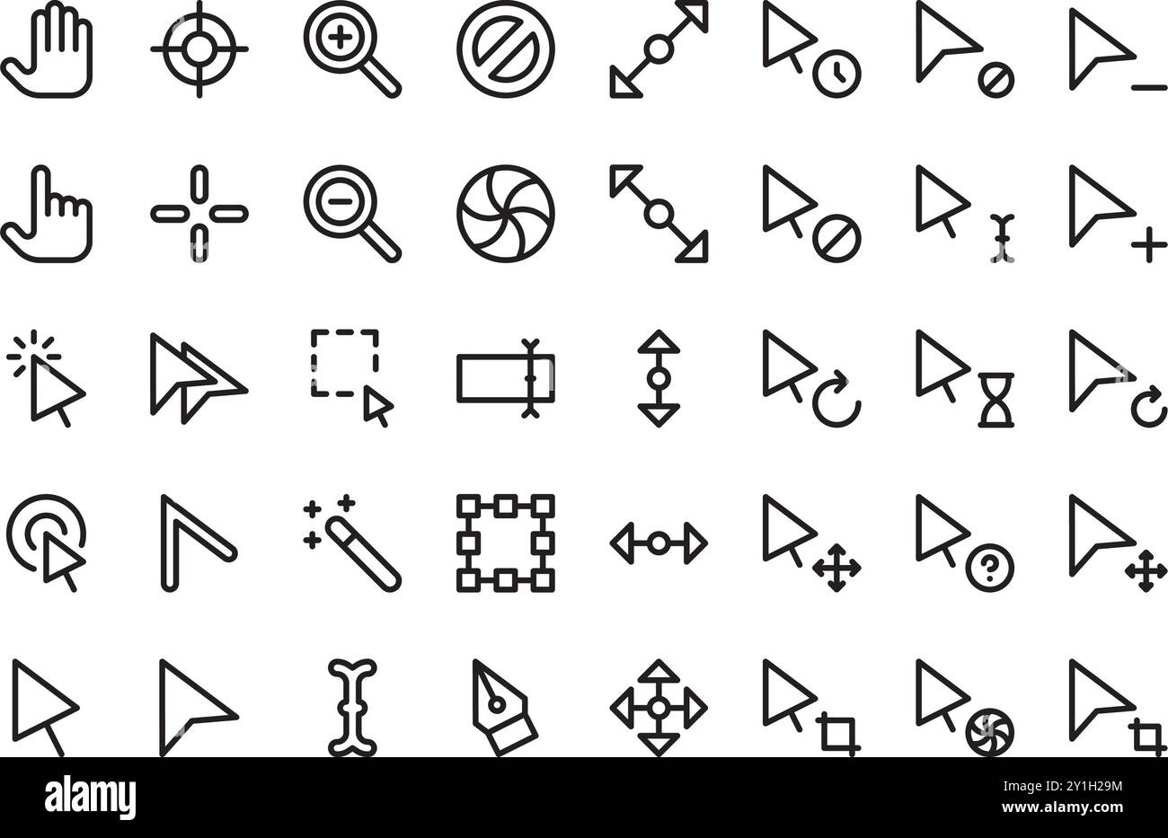 Auswahl- und Cursorsymbole hochwertige Sammlung von Vektorsymbolen mit bearbeitbarer Kontur. Ideal für professionelle und kreative Projekte. Stock Vektor