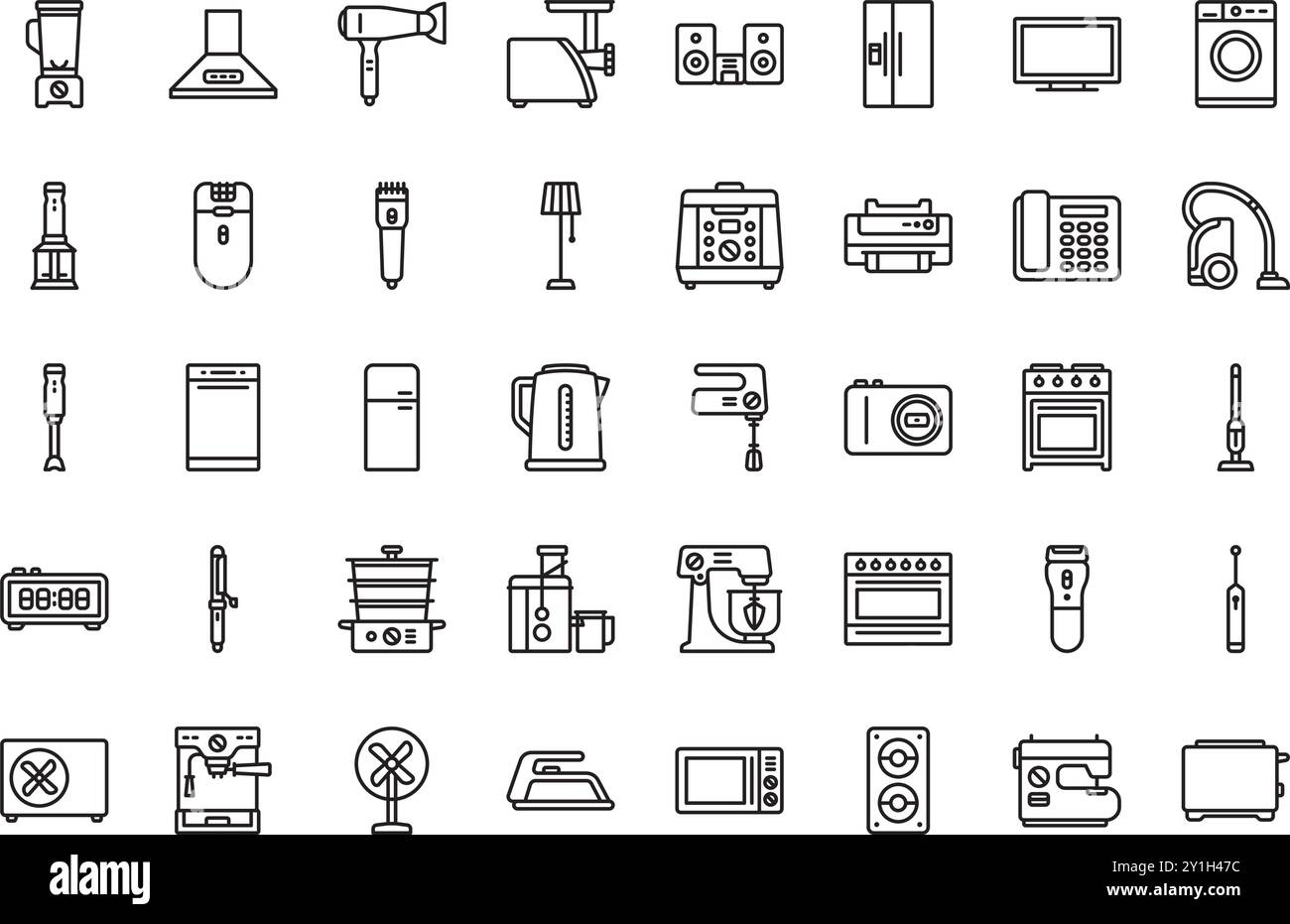 Set-Symbole für Haushaltsgeräte hochwertige Vektorsymbole mit editierbarer Kontur. Ideal für professionelle und kreative Projekte. Stock Vektor