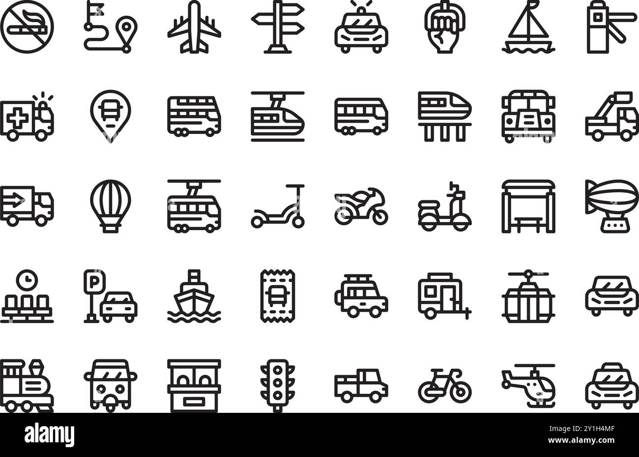 Symbole für den öffentlichen Nahverkehr hochwertige Vektorsymbole mit editierbarer Kontur. Ideal für professionelle und kreative Projekte. Stock Vektor