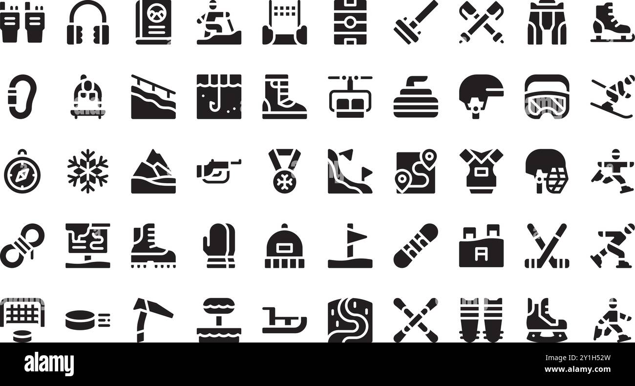 Ikonen des Wintersports hochwertige Vektor-Icons-Kollektion mit editierbarem Strich. Ideal für professionelle und kreative Projekte. Stock Vektor