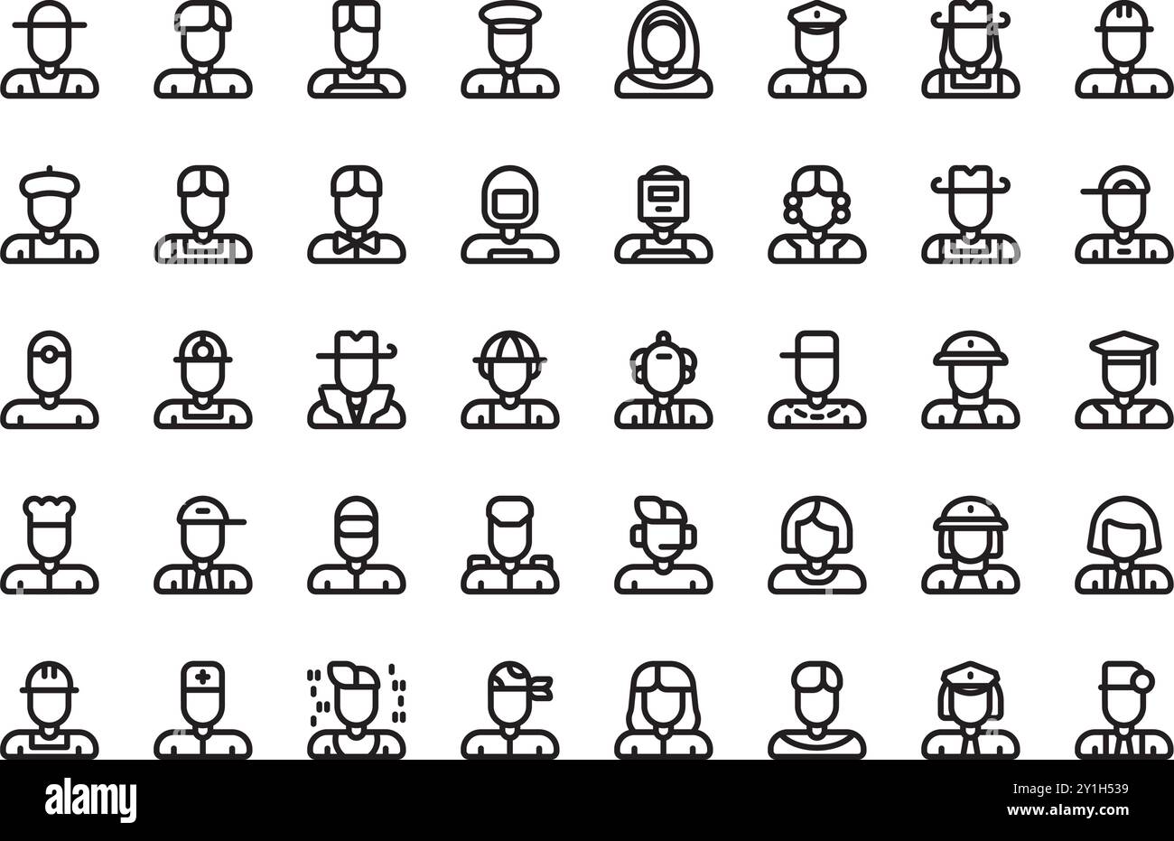 Jobs und Berufe Avatare Icons hochwertige Vektor-Icons-Kollektion mit editierbarer Kontur. Ideal für professionelle und kreative Projekte. Stock Vektor