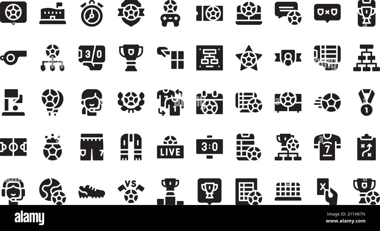 Ikonen der Fußballmeisterschaft hochwertige Vektor-Icons-Kollektion mit editierbarem Strich. Ideal für professionelle und kreative Projekte. Stock Vektor