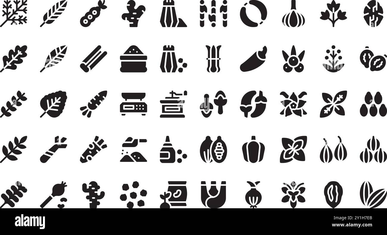 Gewürze Icons hochwertige Vektor-Icons-Kollektion mit editierbarer Kontur. Ideal für professionelle und kreative Projekte. Stock Vektor