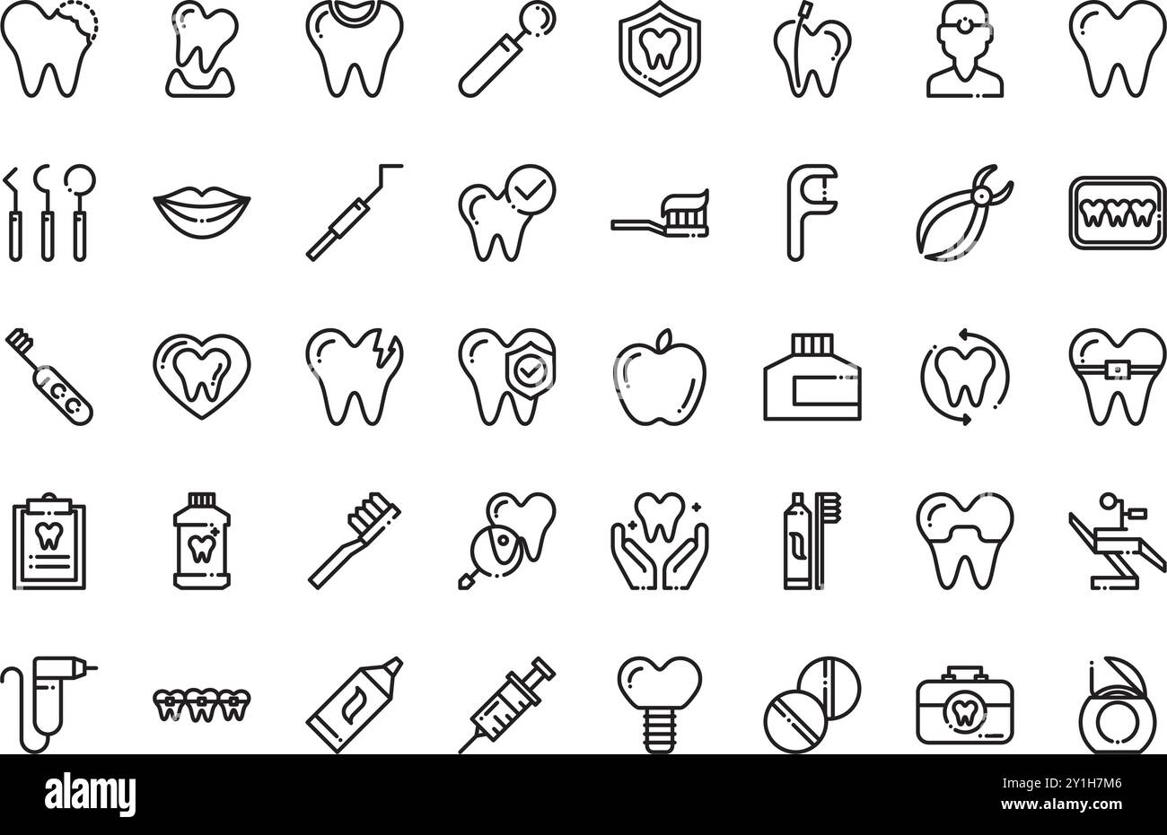 Icons für die Zahnpflege hochwertige Vektor-Icons-Kollektion mit editierbarem Strich. Ideal für professionelle und kreative Projekte. Stock Vektor