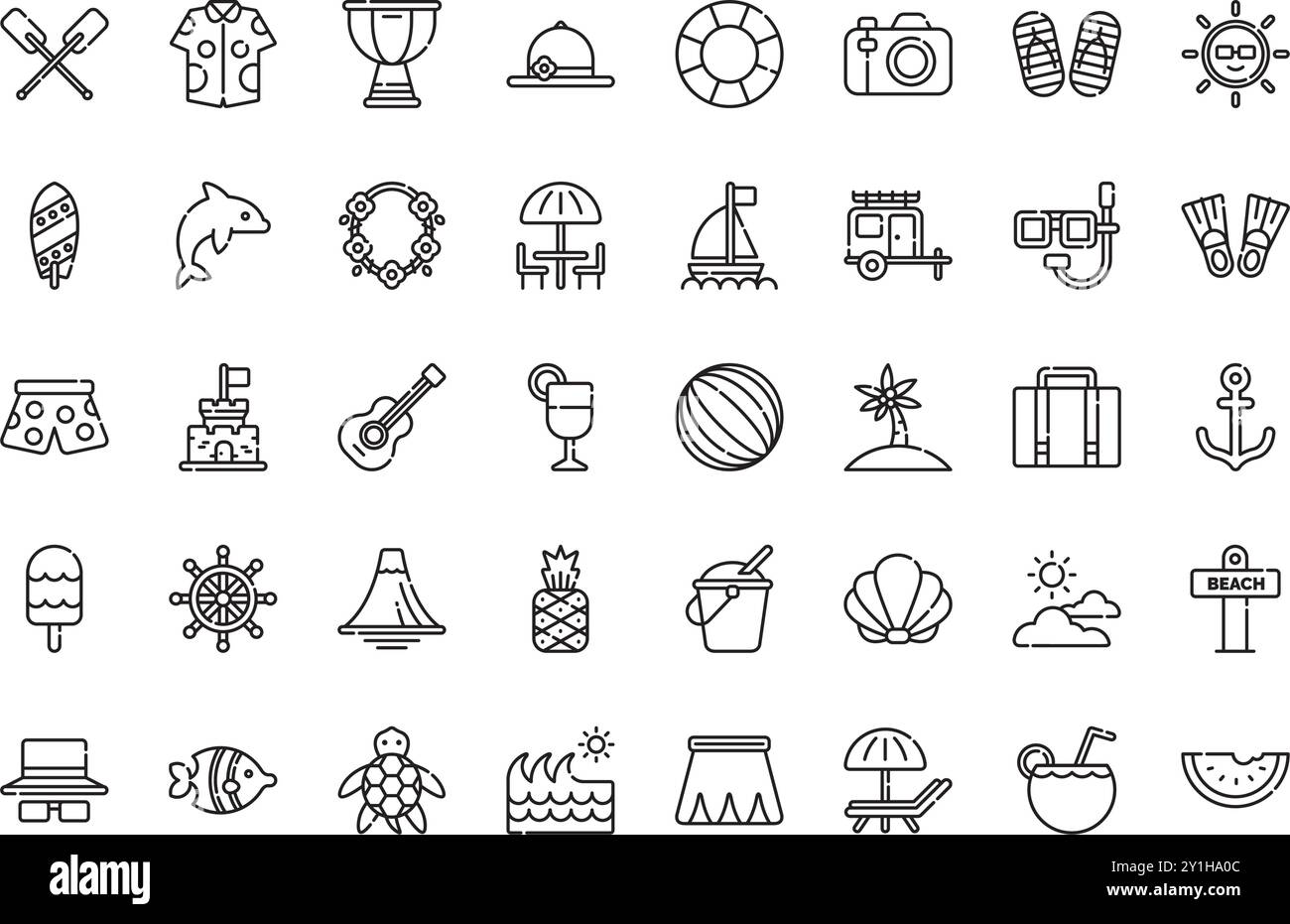 Hawaii Kontursymbole hochwertige Vektor-Icons-Kollektion mit editierbarer Kontur. Ideal für professionelle und kreative Projekte. Stock Vektor