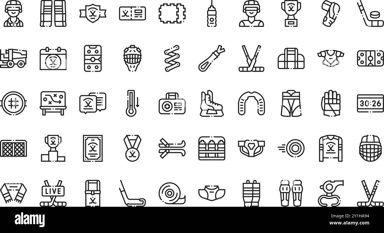 Eishockey-Ikonen hochwertige Vektor-Icons-Kollektion mit editierbarem Strich. Ideal für professionelle und kreative Projekte. Stock Vektor