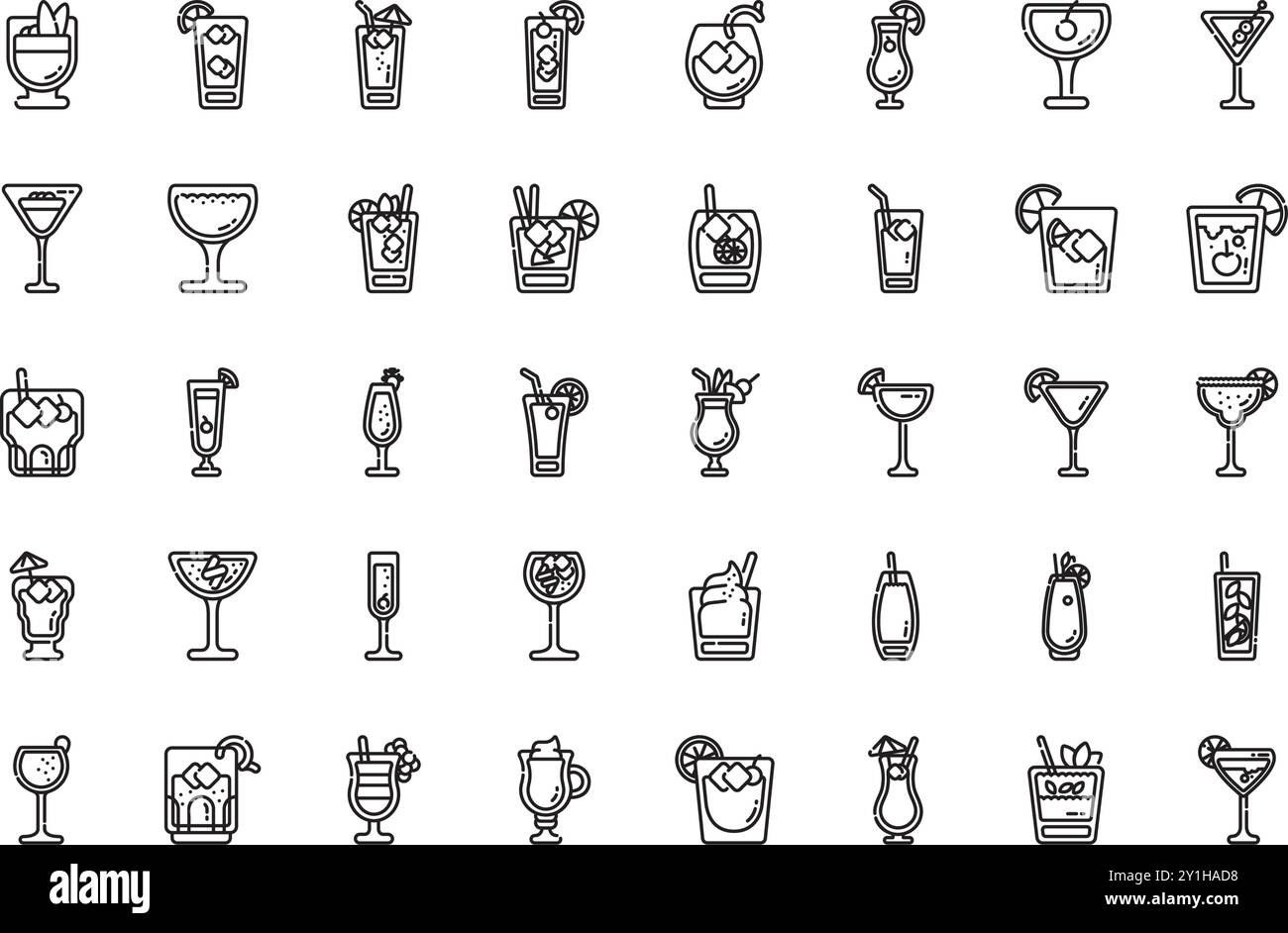 Cocktails Icons hochwertige Vektor-Icons-Kollektion mit bearbeitbarer Kontur. Ideal für professionelle und kreative Projekte. Stock Vektor