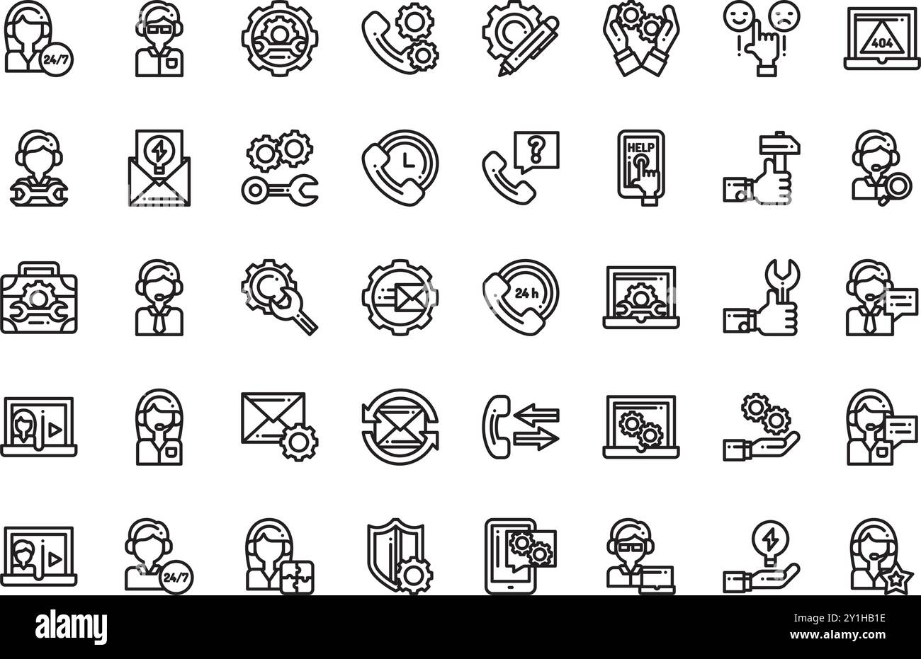 Symbole für technische Unterstützung hochwertige Vektorsymbole mit bearbeitbarer Kontur. Ideal für professionelle und kreative Projekte. Stock Vektor