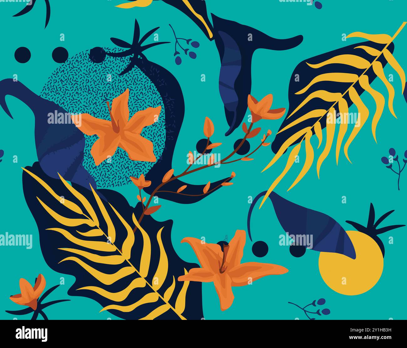 Abstrakte große Blumen Illustration nahtloses Muster Textilgewebe Druck Vektor Grafik Artwork Stock Vektor