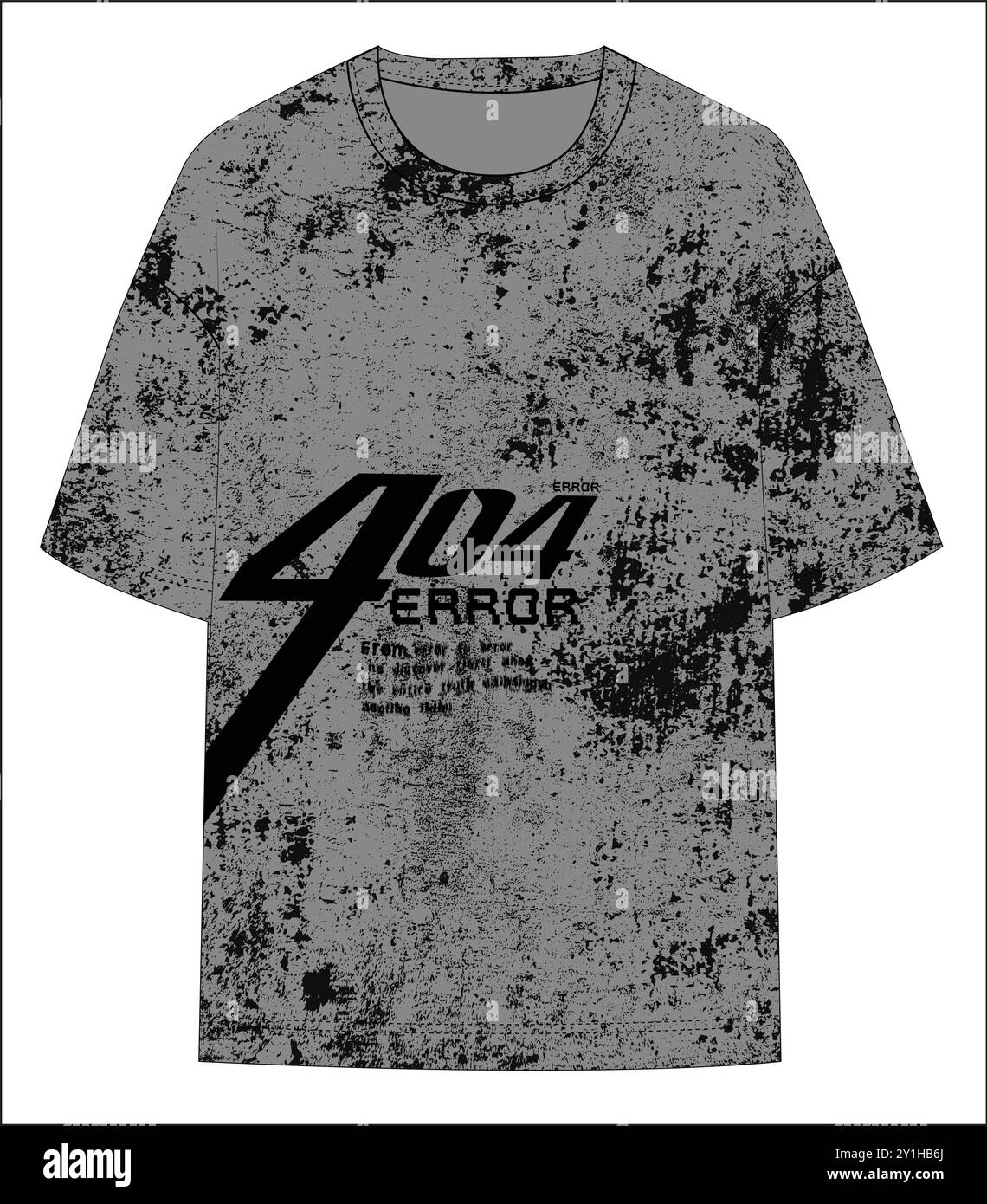 T-Shirt-Grafik mit grunge-Print und schwarzem Streudruck und Modeschmuck für Herren Stock Vektor