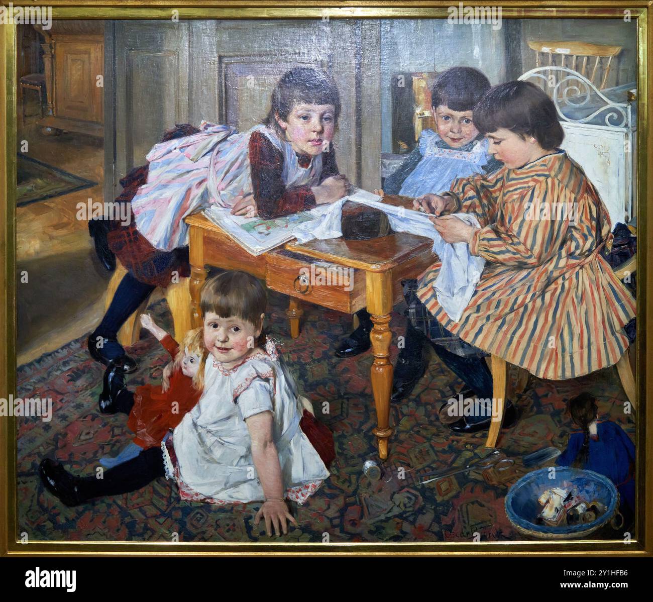 Oscar Björck (Stockholm 1860 - Stockholm 1929), Dans la Nursery. 1889, Musée d'Orsay, Paris, Frankreich. Stockfoto