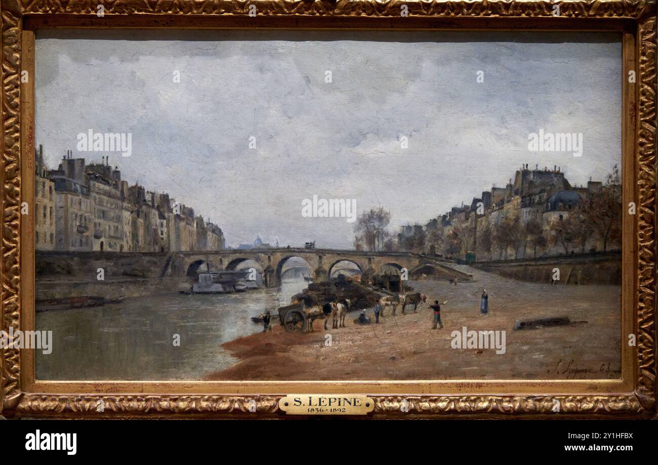 Stanislas Lépine (Caen 1835 - Paris 1892), Quai des Célestins, avec le pont Marie, 1868, Musée d'Orsay, Paris, Frankreich. Stockfoto
