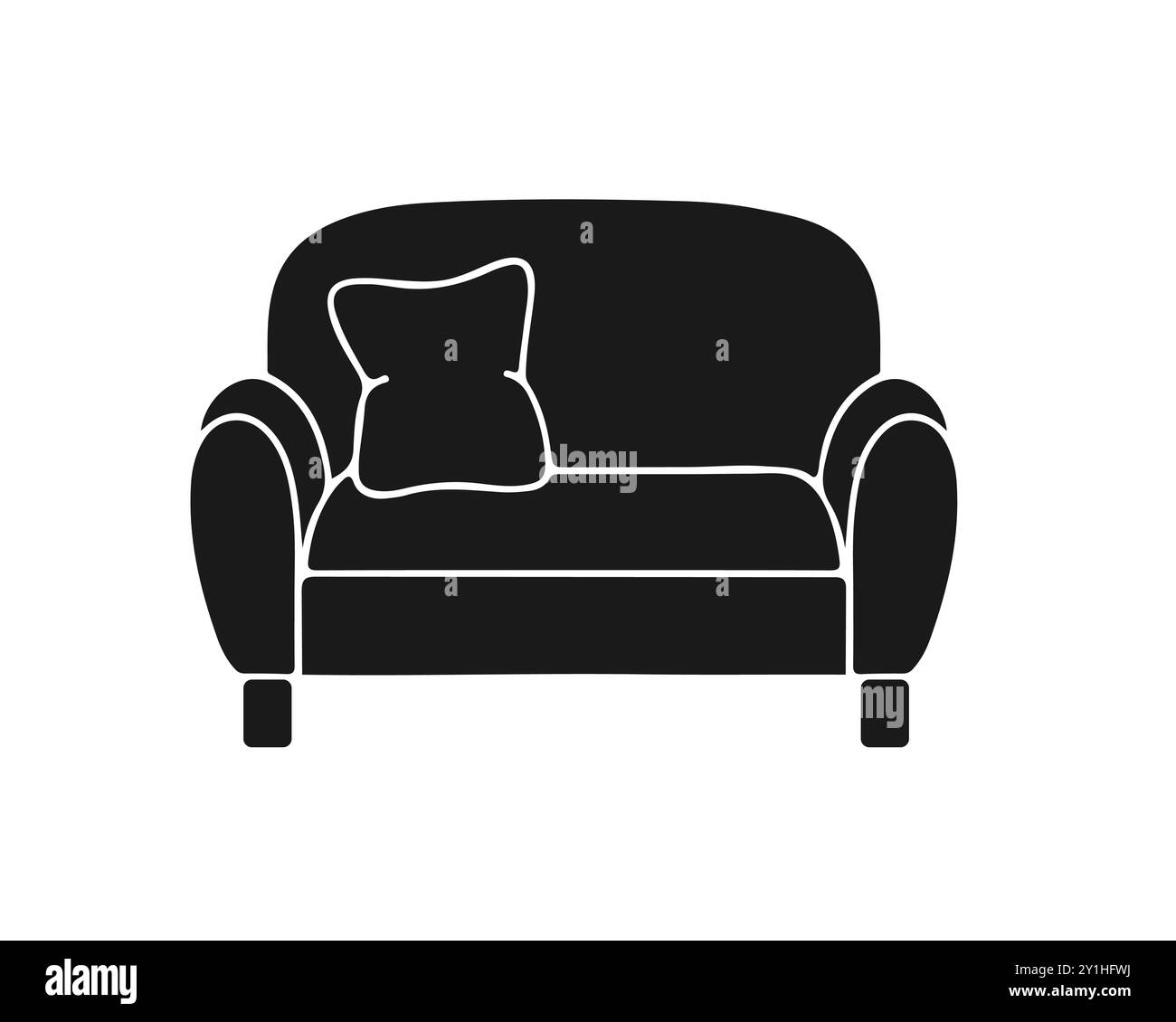 Sofa-Silhouette, Logo-Symbol-Emblem-Etikett, isoliert auf weißem Hintergrund. Vektorabbildung Stock Vektor
