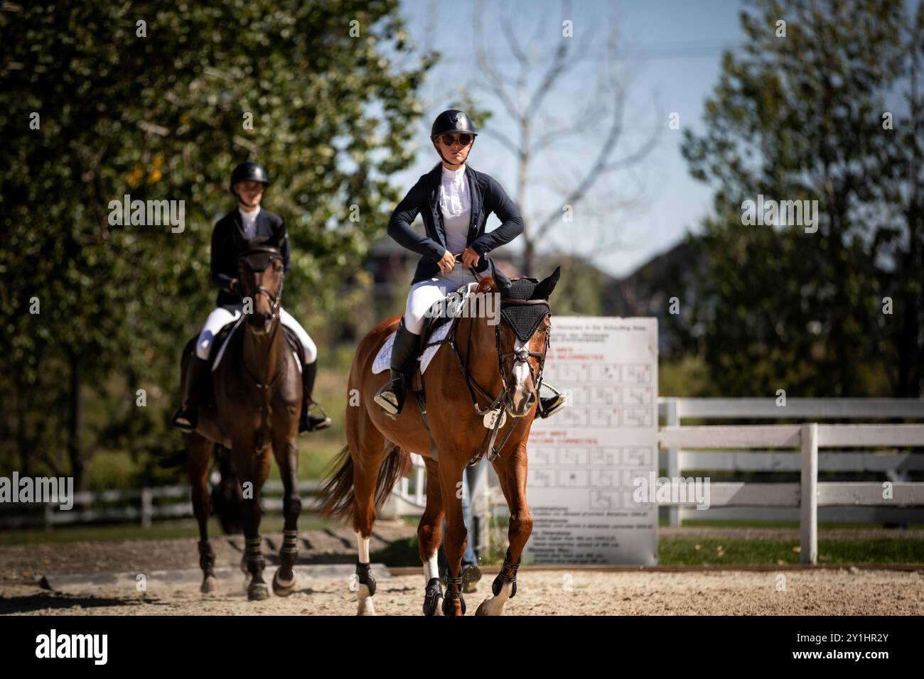 Calgary, Kanada - 6. September 2024. Jaydan Stettner aus Kanada tritt während der Rolex Masters in der 1,45 m langen CSI2*-Klasse in Spruce Meadows an. Mark Spowar Stockfoto