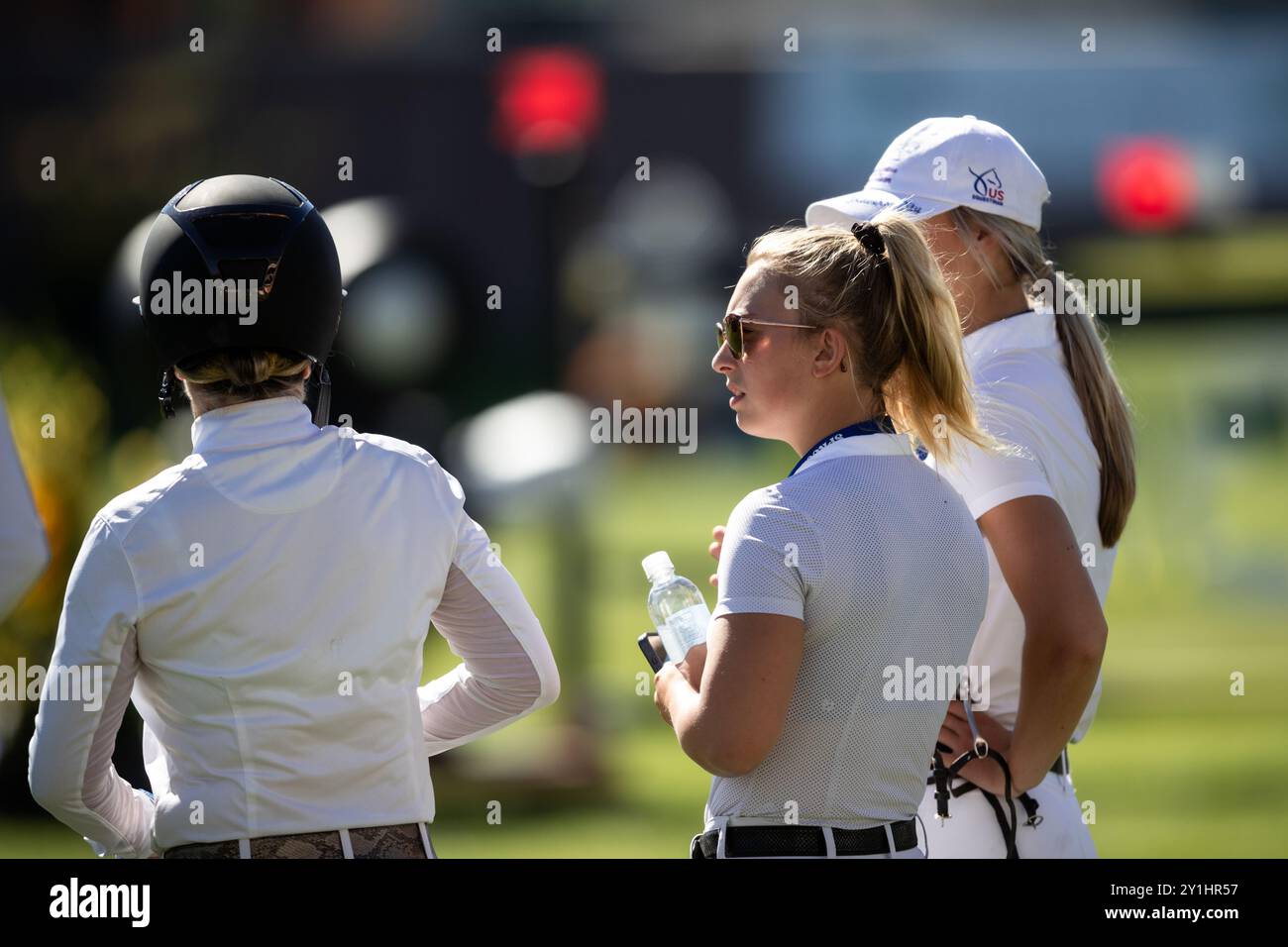 Calgary, Kanada - 6. September 2024. Jaydan Stettner aus Kanada tritt während der Rolex Masters in der 1,45 m langen CSI2*-Klasse in Spruce Meadows an. Mark Spowar Stockfoto