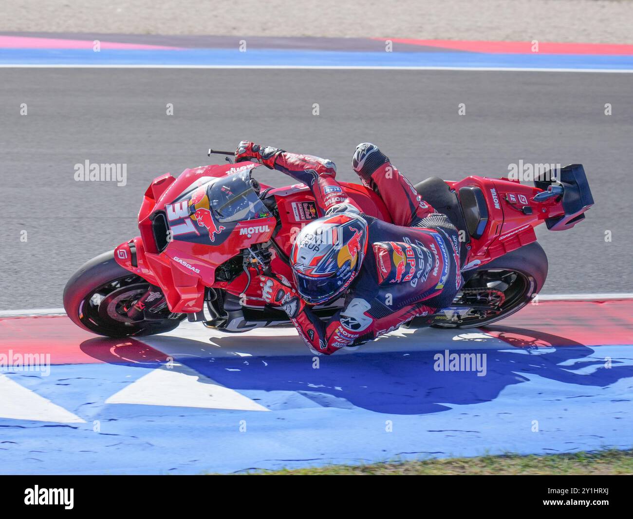 31 Pedro Acosta (Spa-GASGAS Factory Racing) während des Gran Premio Red Bull di San Marino e della Riviera di Rimini Qualifying MotoGP Samstag, MotoGP von San Marino auf dem Misano World Circuit Marco Simoncelli in Misano Adriatico am 7. September, Credit: Independent Photo Agency Srl/Alamy Live News Stockfoto