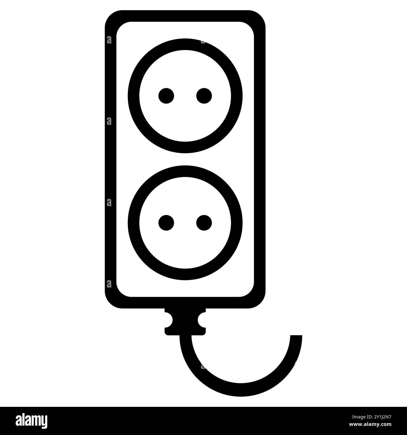 Steckdose mit Stecker auf weiß. Vektorabbildung in abgewickelter Form. Flaches Symbol für Stecker, Buchse, Stoppkontakt. Symbol für Socket-Typen. Elektrische so Stock Vektor