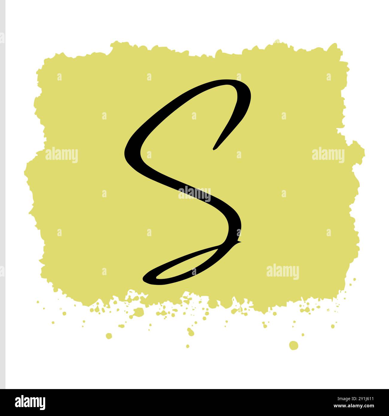Buchstabe „S“ auf gelber Farbe, einfache Tapete des Buchstaben „s“ Stock Vektor