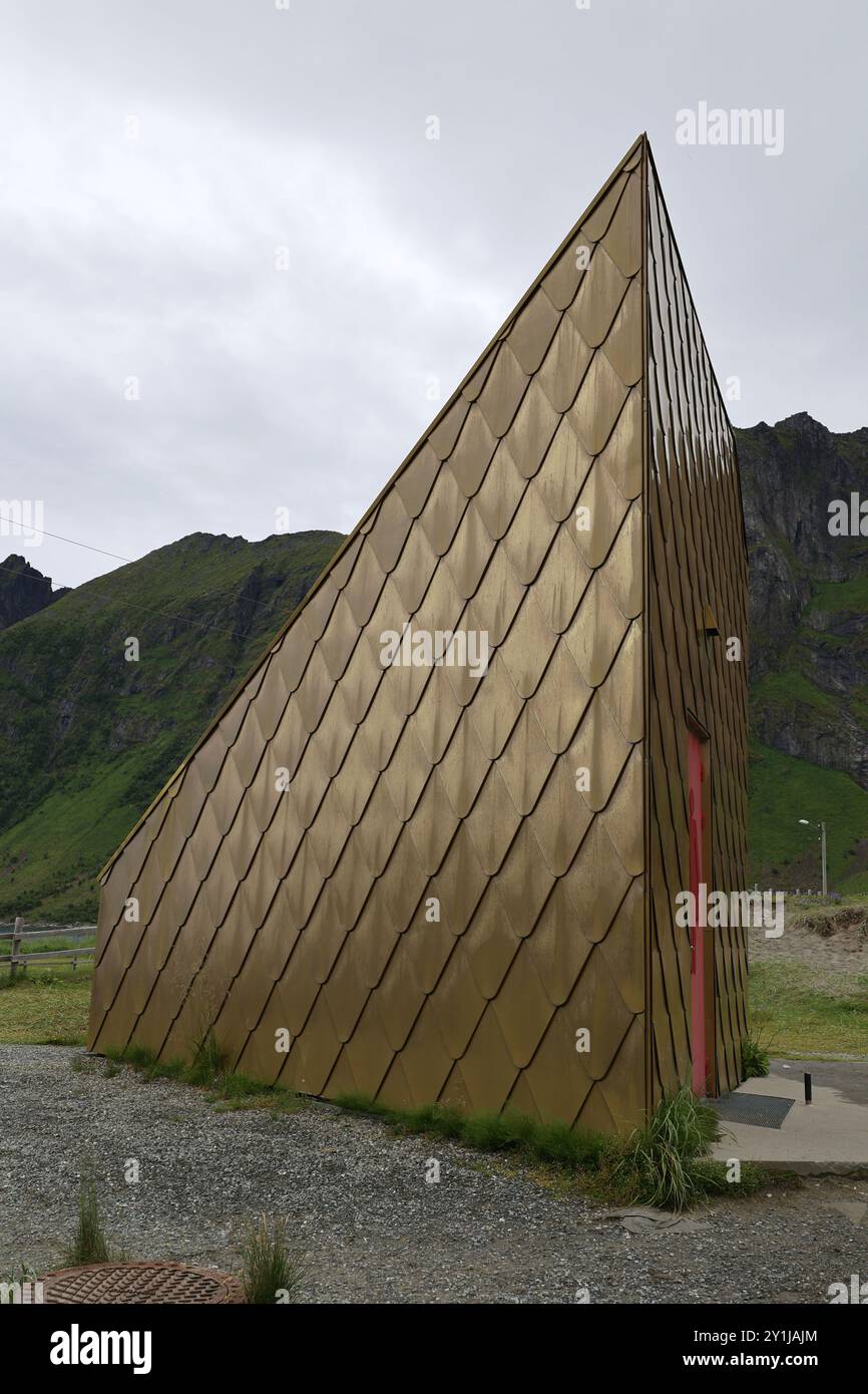 Die goldene Toilette-Gullsdassen auf der Panoramastraße Senja - Norwegen Stockfoto