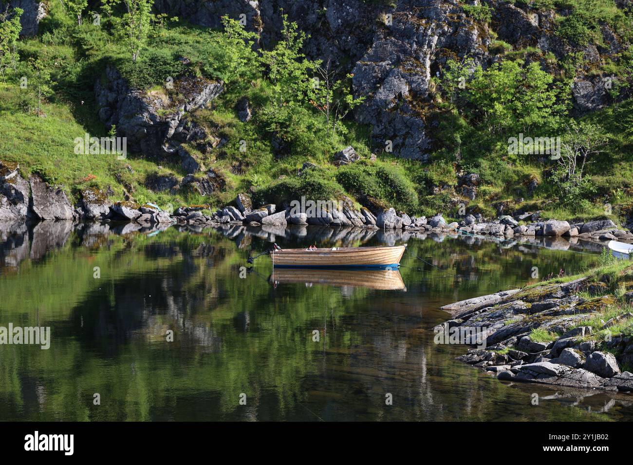 Fantastische Landschaft am Lago Agvatnet-Lofoten, Norwegen Stockfoto