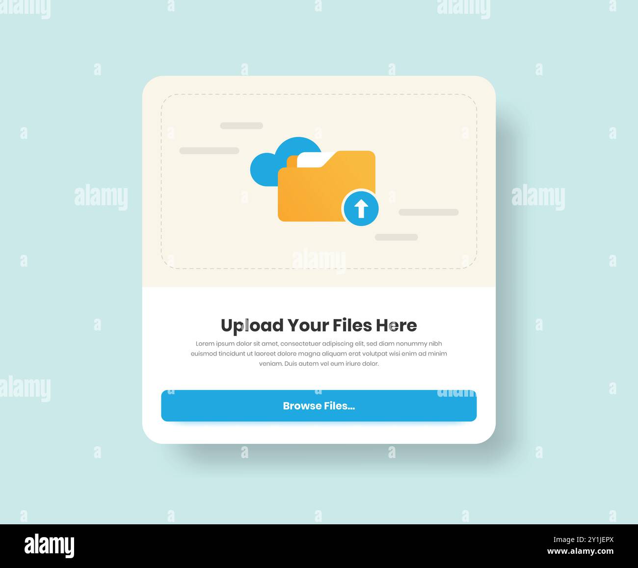 Professionelles Design der benutzeroberfläche mit Drag & Drop für Dateien mit minimalistischer Abbildung von Cloud-Ordnern Stock Vektor