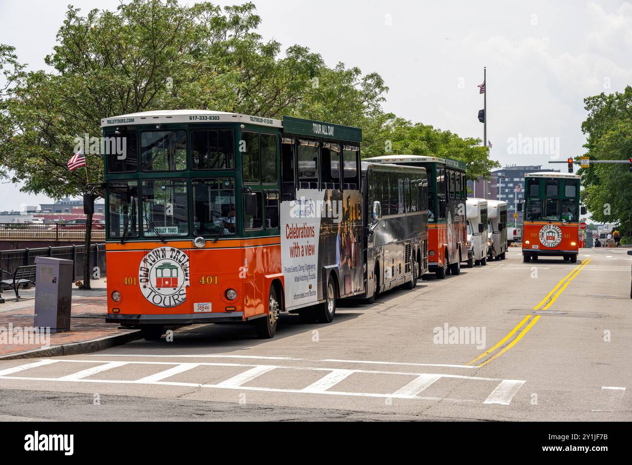 Trolley-Touren Durch Die Altstadt Von Boston Stockfoto