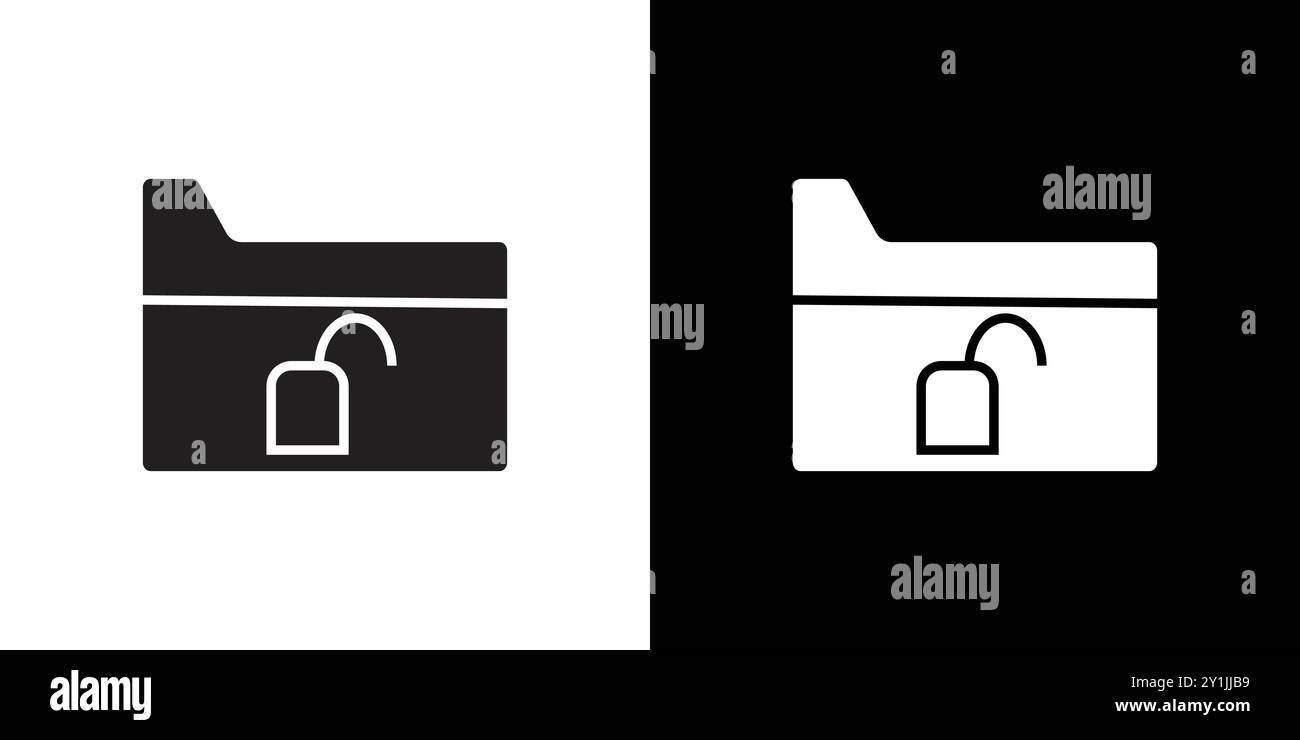 Ordnersymbol entsperren einfaches flaches Vektorsymbol Umriss Sammlung Set Logo Stock Vektor