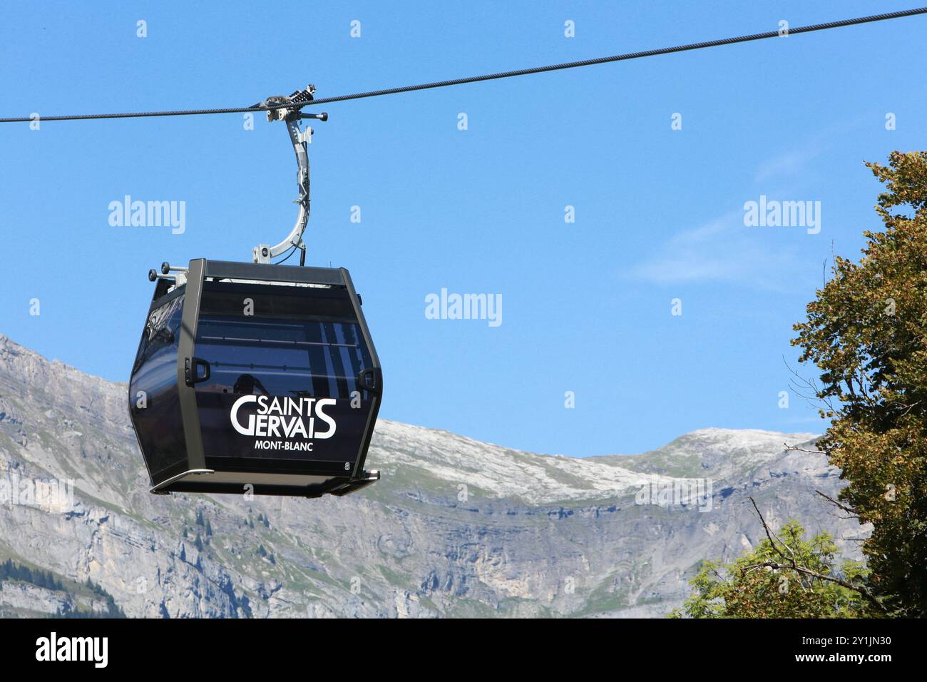 Télécabine. Ascenseur Le Valléen. Aiguilles de Warens. Saint-Gervais-les-Bains. Haute-Savoie. Auvergne-Rhône-Alpes. Frankreich. Europa. Stockfoto