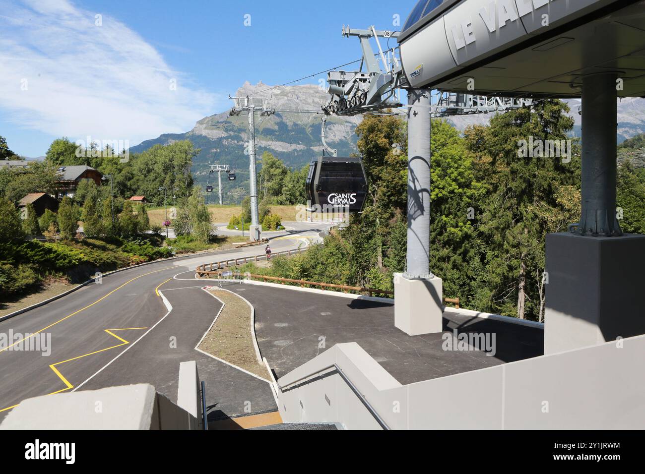 Ascenseur Le Valléen. Aiguilles de Warens. Saint-Gervais-les-Bains. Haute-Savoie. Auvergne-Rhône-Alpes. Frankreich. Europa. Stockfoto