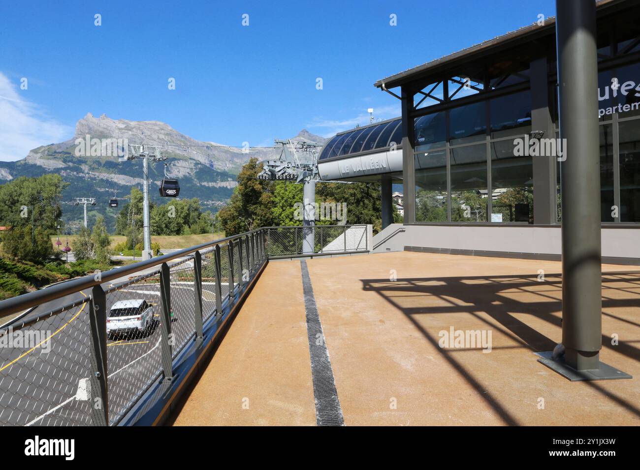Ascenseur Le Valléen. Aiguilles de Warens. Saint-Gervais-les-Bains. Haute-Savoie. Auvergne-Rhône-Alpes. Frankreich. Europa. Stockfoto