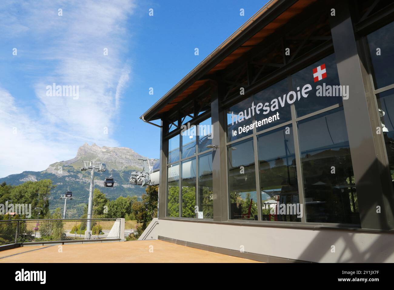 Ascenseur Le Valléen. Aiguilles de Warens. Saint-Gervais-les-Bains. Haute-Savoie. Auvergne-Rhône-Alpes. Frankreich. Europa. Stockfoto