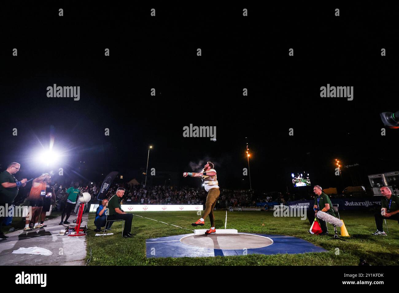 Ryan Crouser vom Team US tritt an der 10. Ausgabe des Ivan Ivancic Memorial am 74. Boris Hanzekovic Memorial – Continental Gold Tour Meeting am 07. September 2024 in Zagreb, Kroatien, an. Foto: Slavko Midzor/PIXSELL Credit: Pixsell/Alamy Live News Stockfoto