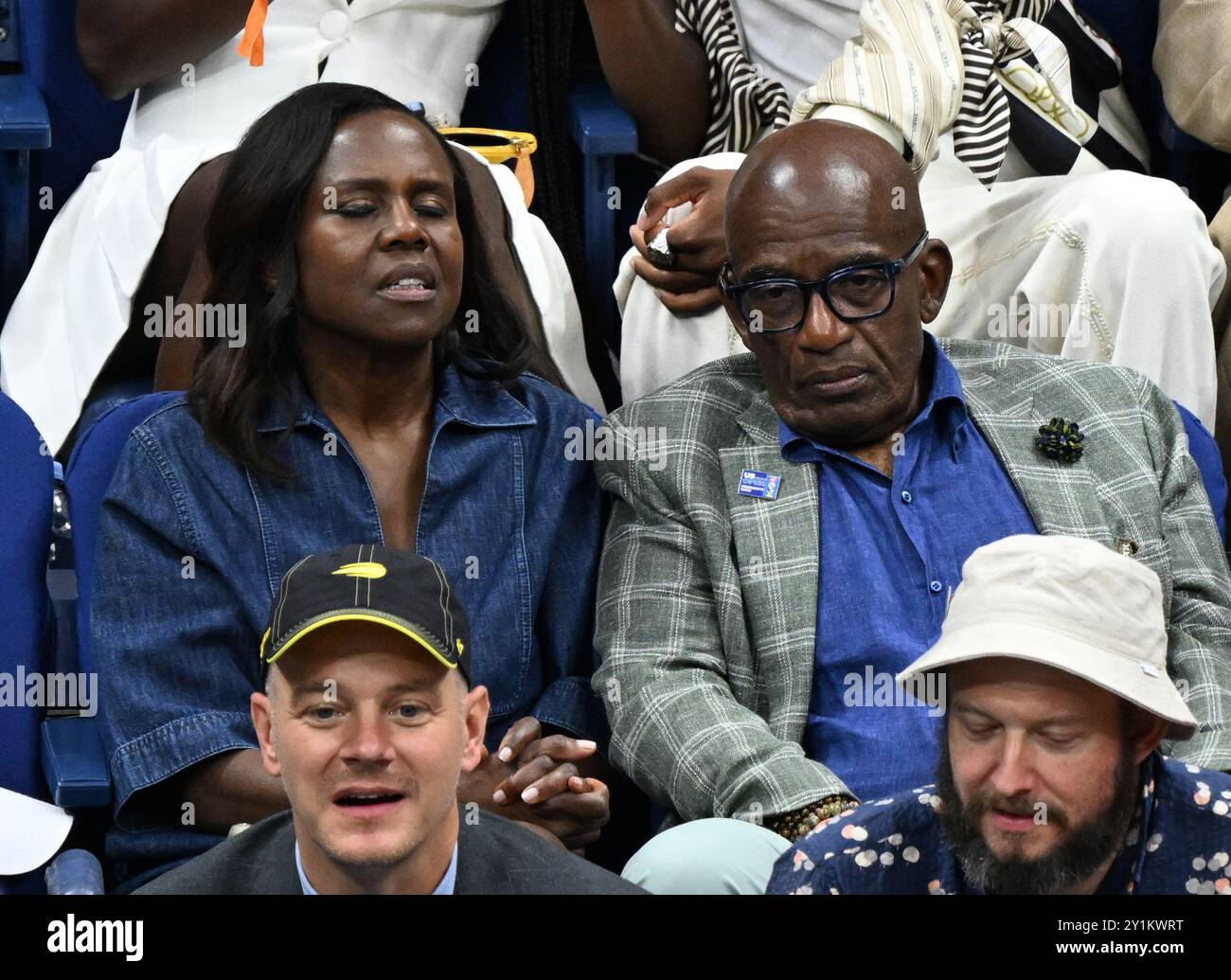 New York, Usa. September 2024. Al Roker sieht das Finale der Frauen im Arthur Ashe Stadium bei den US Open Tennis Championships 2024 im USTA Billie Jean King National Tennis Center in New York City am Samstag, den 7. September 2024. Foto: Larry Marano/UPI Credit: UPI/Alamy Live News Stockfoto